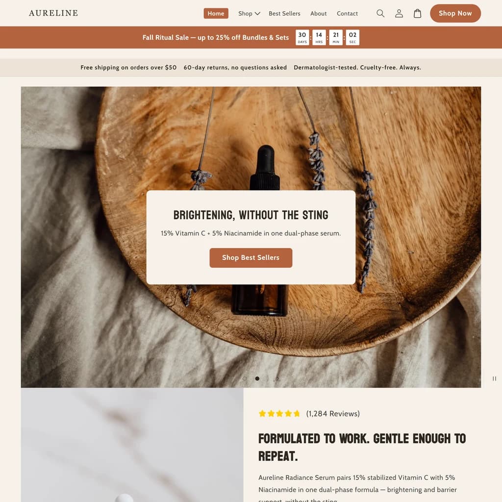 Storefront homepage on the Pixelion theme
