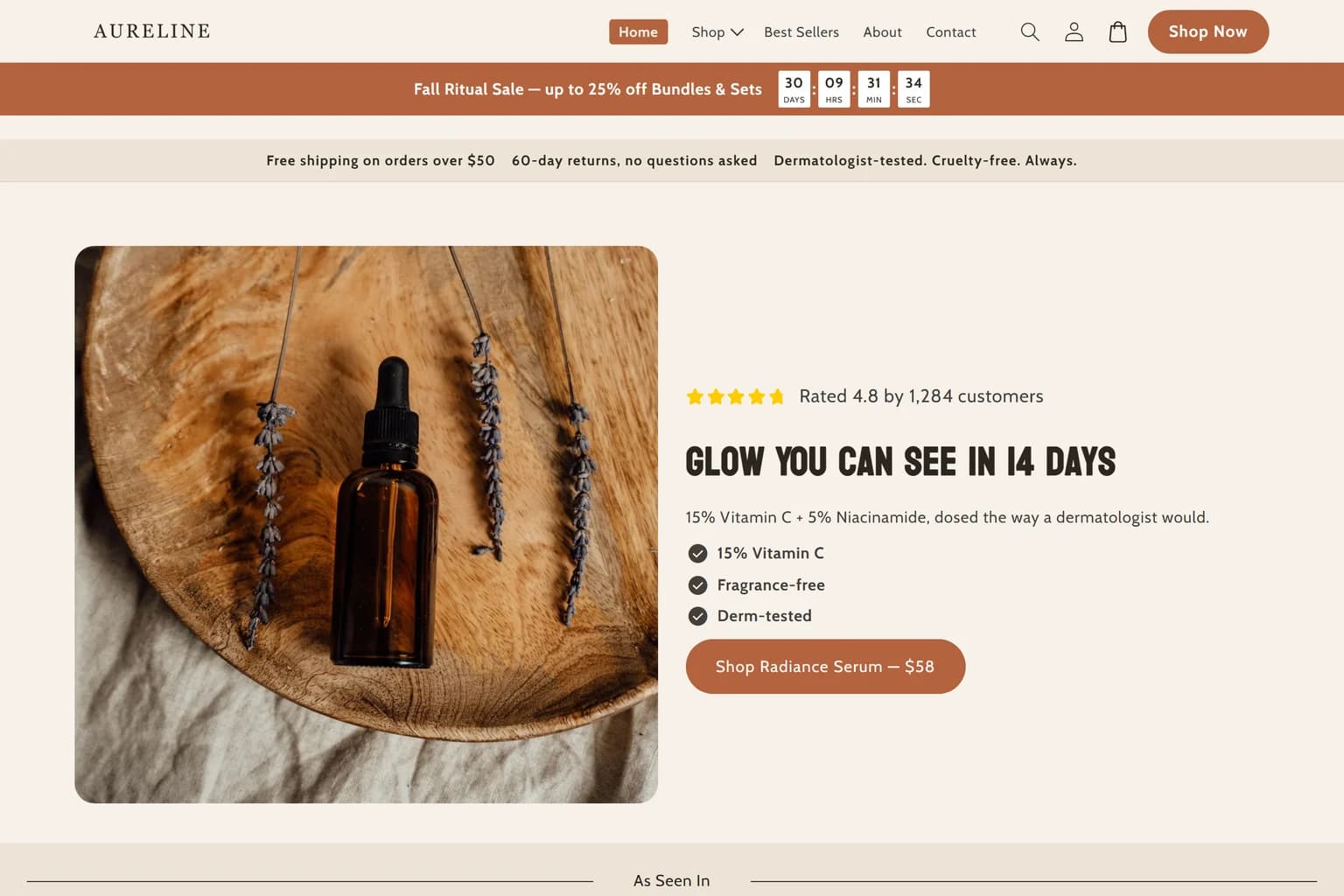 Preview of a beauty store built with Pixelion