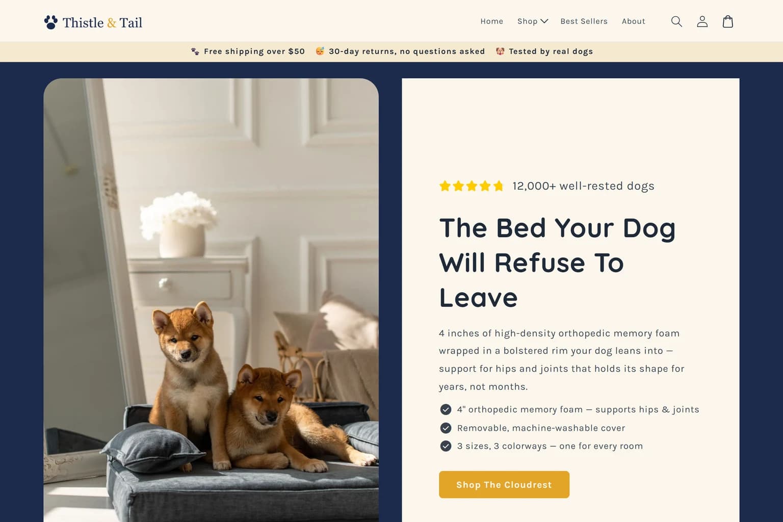 Preview of a pet products store built with Pixelion