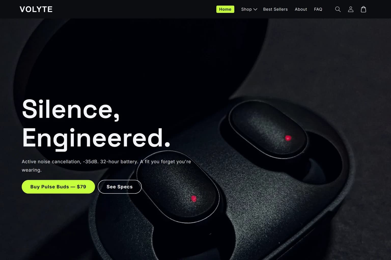 Preview of a tech gadgets store built with Pixelion