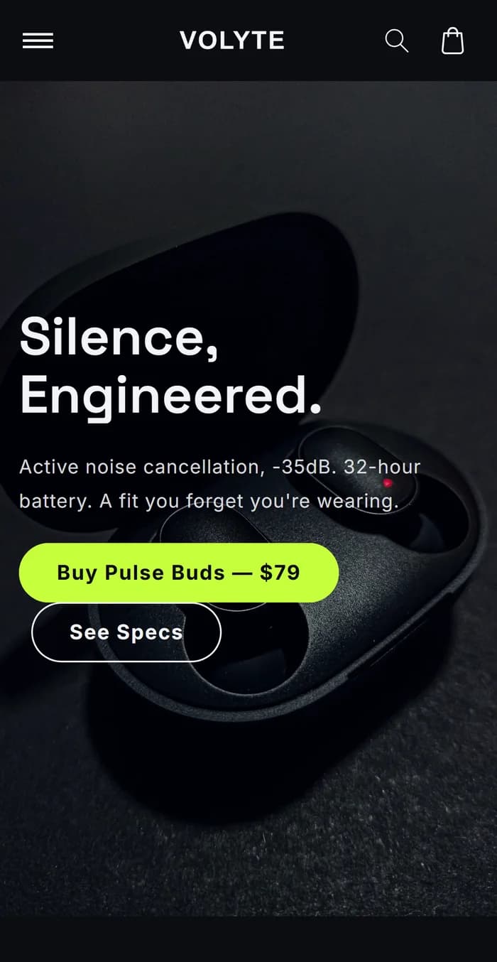 Volyte — tech store built with Pixelion