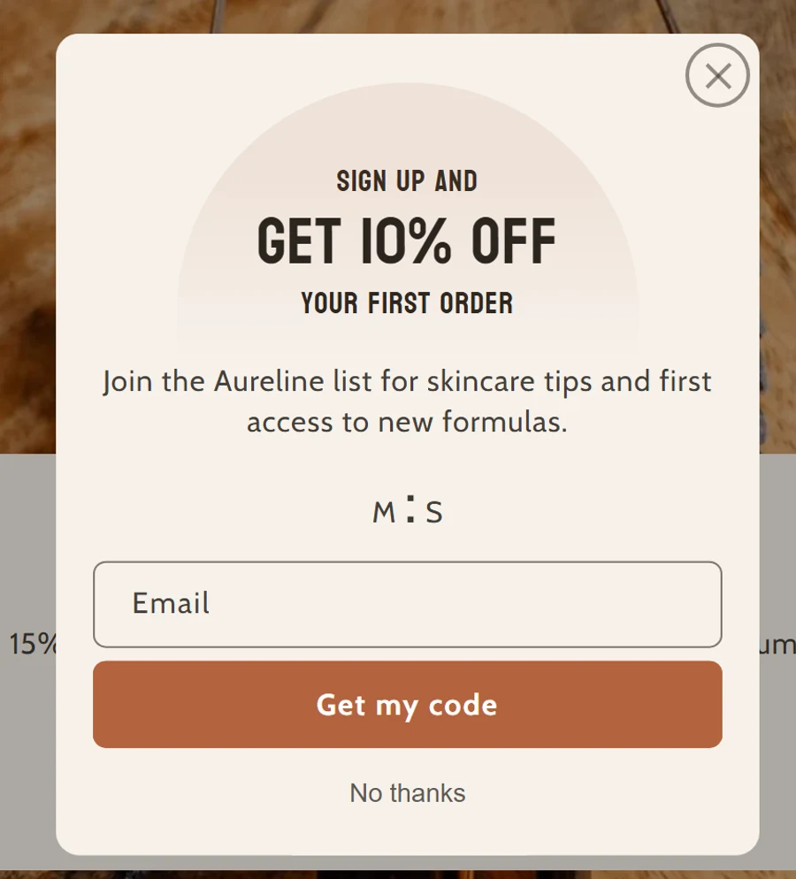 10% off your first order